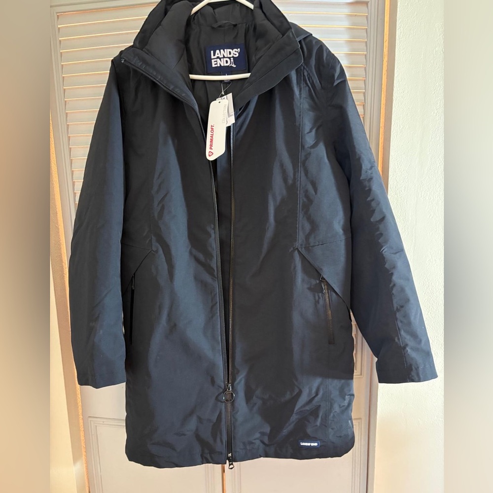 Lands’ End Waterproof Hooded Parka – Black (NWT)